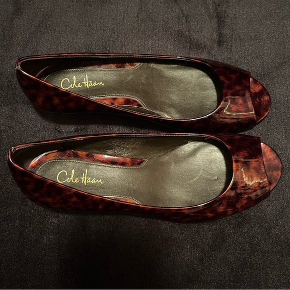 Cole Haan size 5b patent animal print open toe wedge - Picture 6 of 8